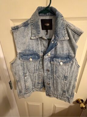 Maje Acid Wash Blue Denim Vest